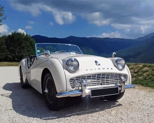 White Triumph TR3A Car Diamond Painting