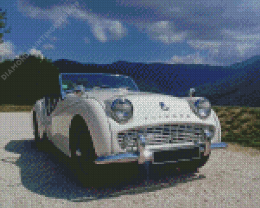 White Triumph TR3A Car Diamond Painting