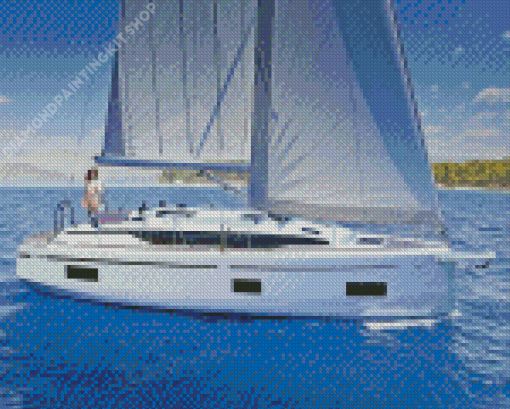 White Sailboat Ghost Diamond Painting