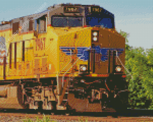 Yellow Diesel Train Diamond Painting