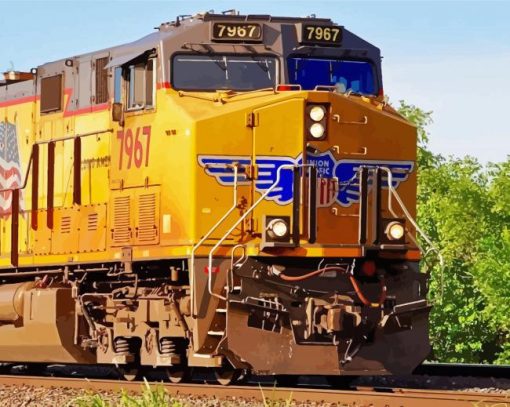 Yellow Diesel Train Diamond Painting