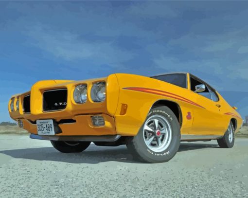 Yellow Pontiac 1970 Gto Car Diamond Painting