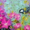 Bird Pink Flower Art Diamond Painting