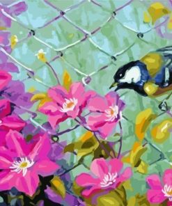 Bird Pink Flower Art Diamond Painting