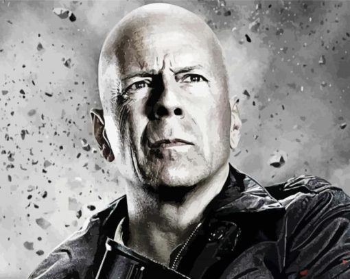 Black And White Bruce Willis Diamond Paintings