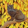 Black Cat In Autumn Leaves Diamond Painting