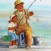 Boy And Grandpa Fishing Diamond Painting