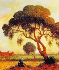 Breton Woman Seated Under A Large Tree By Ferdinand Du Puigaudeau Diamond Painting