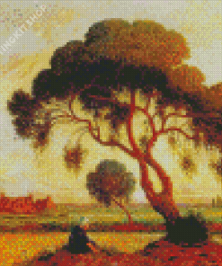 Breton Woman Seated Under A Large Tree By Ferdinand Du Puigaudeau Diamond Painting