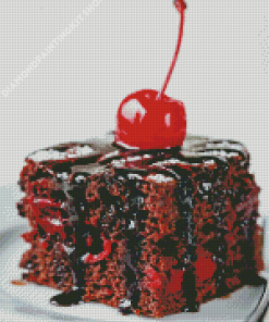 Cherry Chocolate Cake Diamond Paintings