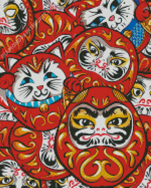 Chinese Daruma Dolls Diamond Paintings