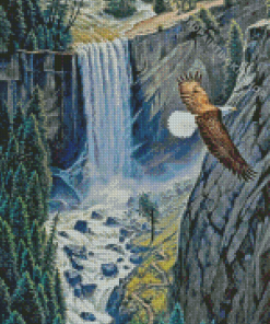 Eagle With Waterfall Falls Diamond Painting