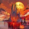 Fantasy Castle And Full Moon Diamond Paintings