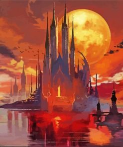 Fantasy Castle And Full Moon Diamond Paintings