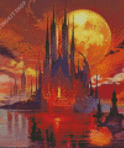 Fantasy Castle And Full Moon Diamond Paintings