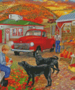 Farm Old Gas Station Truck Diamond Painting