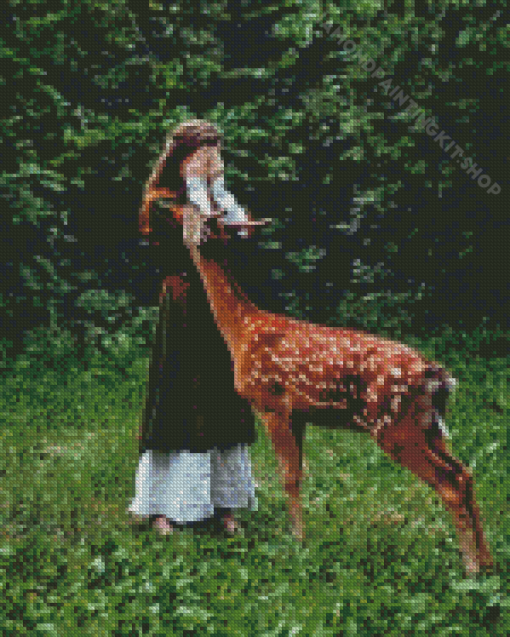 Girl And Deer Diamond Paintings