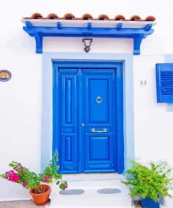 Greek Blue Door Diamond Paintings