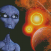 Grey Alien Art Diamond Painting