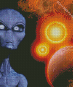 Grey Alien Art Diamond Painting