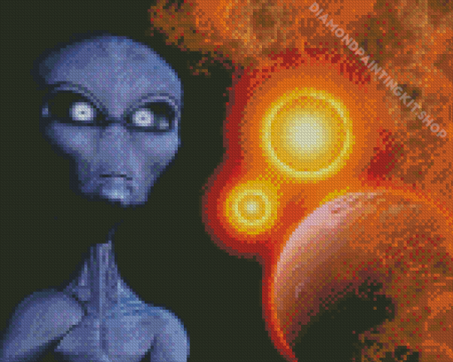 Grey Alien Art Diamond Painting