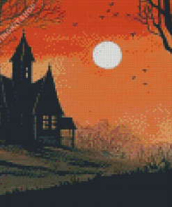 Haunted Cabin Silhouette Diamond Painting