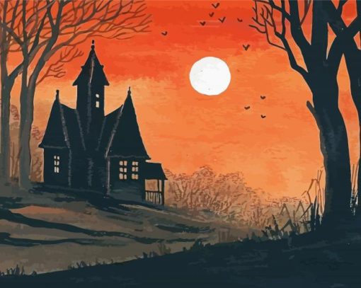 Haunted Cabin Silhouette Diamond Painting