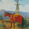 Horse And Western Windmill Diamond Paintings