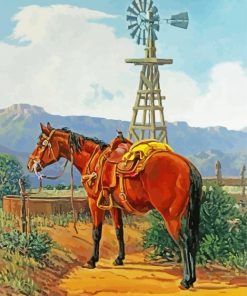 Horse And Western Windmill Diamond Paintings