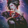 Japanese Geisha With Hand Fan Diamond Painting