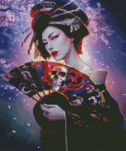 Japanese Geisha With Hand Fan Diamond Painting