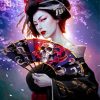 Japanese Geisha With Hand Fan Diamond Painting