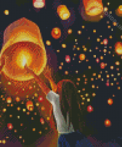 Lanterns In The Sky Art Diamond Paintings