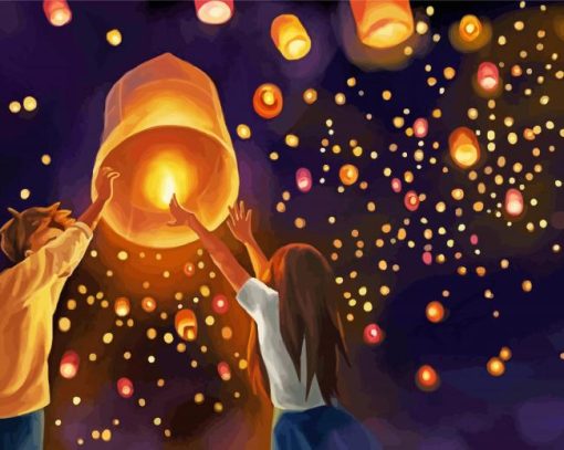 Lanterns In The Sky Art Diamond Paintings