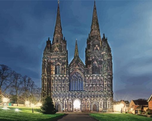 Lichfield Cathedral Night Diamond Painting