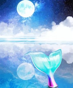 Mermaid Tail And Full Moon Diamond Paintings