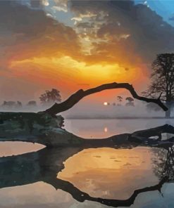 Misty Sunrise Lake Diamond Painting