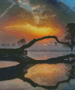 Misty Sunrise Lake Diamond Painting