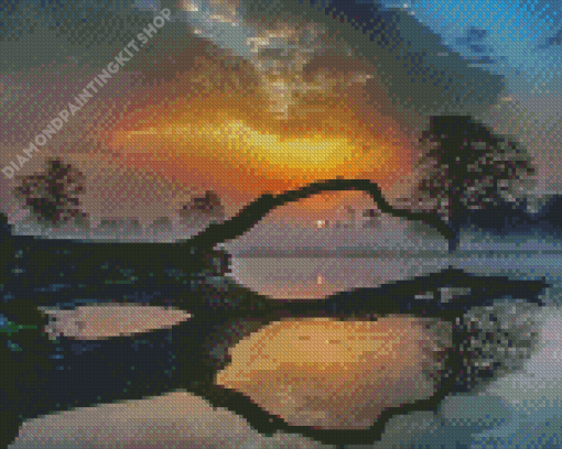 Misty Sunrise Lake Diamond Painting