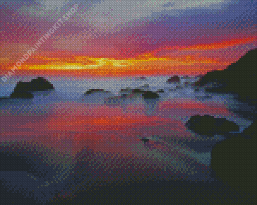 Misty Sunrise Seascape Diamond Painting