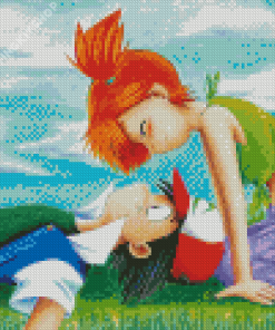 Pokemon Misty And Ash Anime Art Diamond Paintings