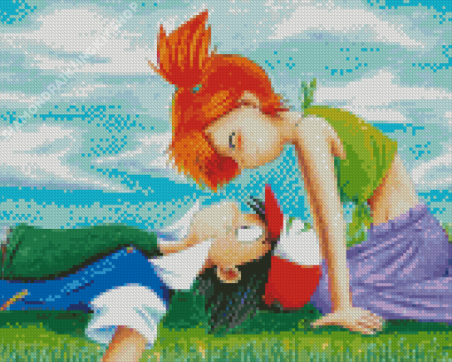 Pokemon Misty And Ash Anime Art Diamond Paintings