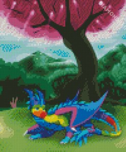 Rainbow Dragon Under Tree Diamond Paintings