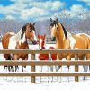 Ranch And Horses In Winter Diamond Paintings