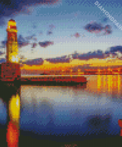 Rethymno Lighthouse At Night Diamond Paintings