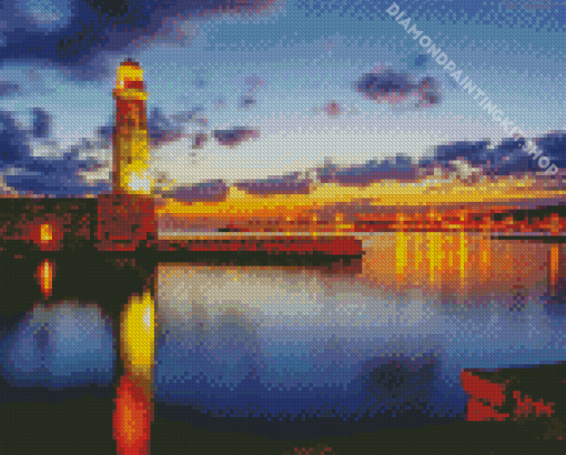 Rethymno Lighthouse At Night Diamond Paintings