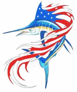 Sailfish American Flag Art Diamond Paintings