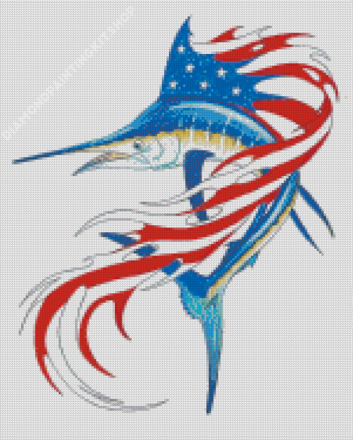 Sailfish American Flag Art Diamond Paintings