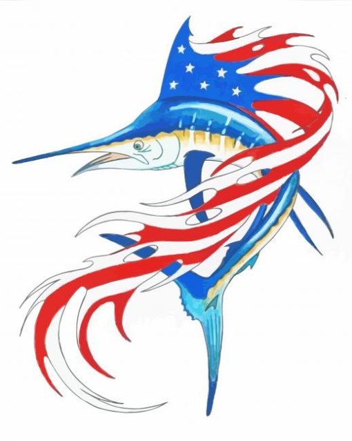 Sailfish American Flag Art Diamond Paintings