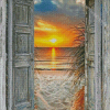 Sunset Door To The Sea Diamond Paintings